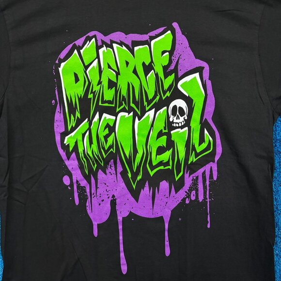 Pierce the Veil Candy Skull Graffiti Spell-Out Band Tee XL - Picture 2 of 4